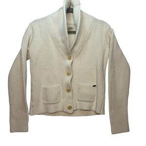 DENIM & SUPPLY RALPH LAUREN Cream Shawl Collar Cardigan Sweater M M Cotton